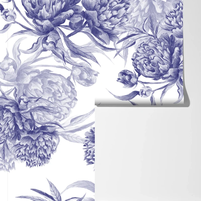 Fototapeta niebieskie peonie w stylu botanicznym Fototapeta niebieskie peonie w stylu botanicznym