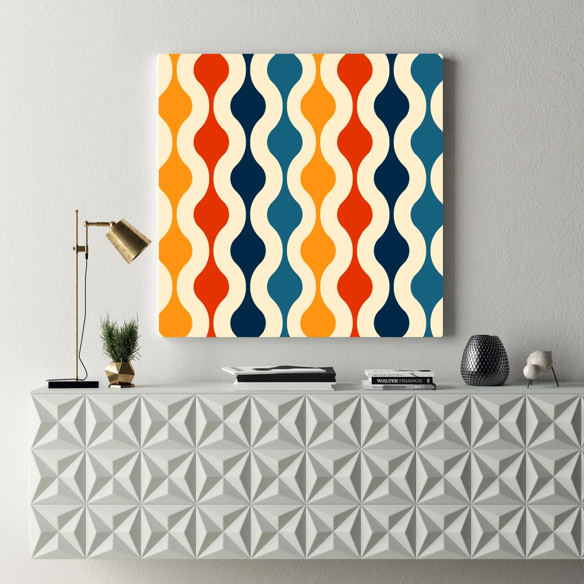 Leinwandbild retro welliges mid-century muster Leinwandbild retro welliges mid-century muster