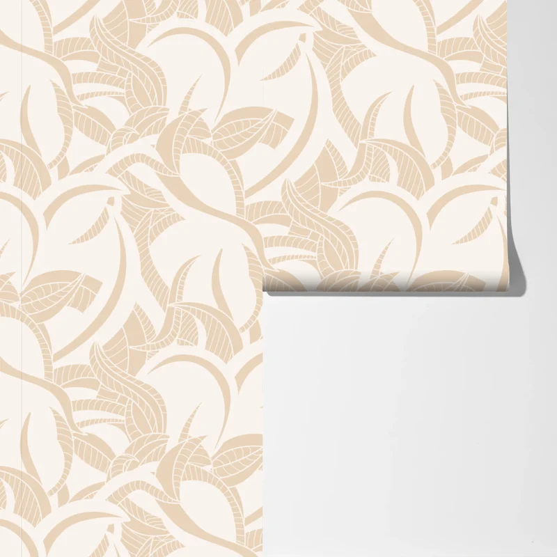 Fototapete beiges blattmuster im botanischen stil Fototapete beiges blattmuster im botanischen stil