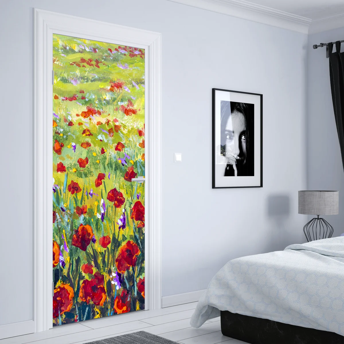 Türaufkleber impressionistische mohnwiese Türaufkleber impressionistische mohnwiese