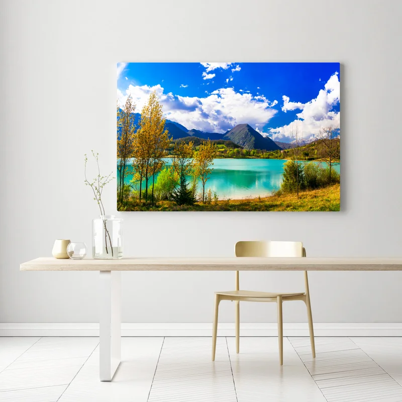 Leinwandbild türkissee mit berglandschaft Leinwandbild türkissee mit berglandschaft