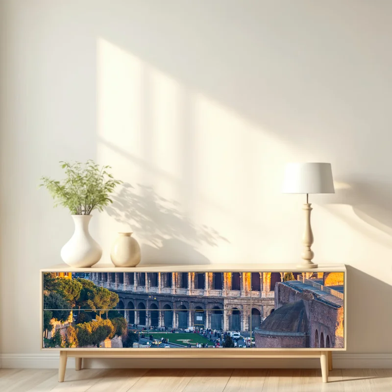 Repositionierbarer Aufkleber goldenes kolosseum bei sonnenuntergang, Rom