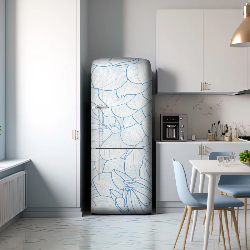 Kühlschrankaufkleber zartes blaues blumenmuster