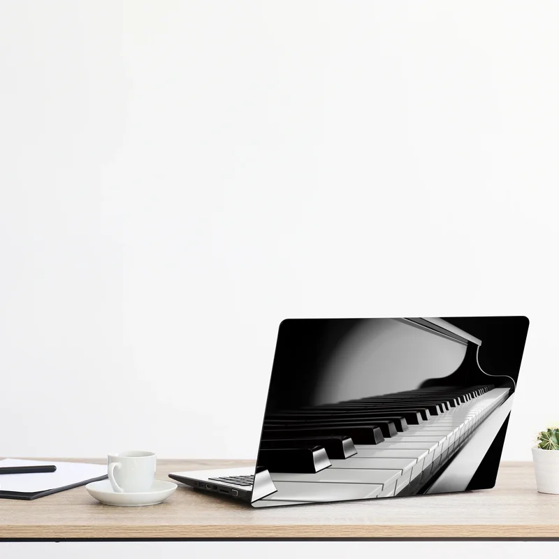 Naklejka na laptopa eleganckie czarno-białe klawisze fortepianu