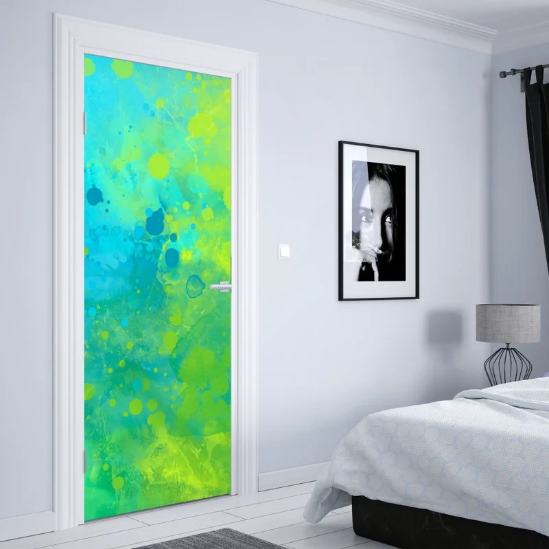 Türaufkleber lebhafte türkis und limetten aquarellspritzer