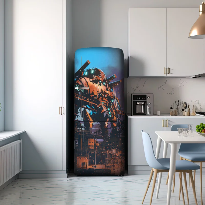Kühlschrankaufkleber riesiger mech in verlassener fabrik Kühlschrankaufkleber riesiger mech in verlassener fabrik