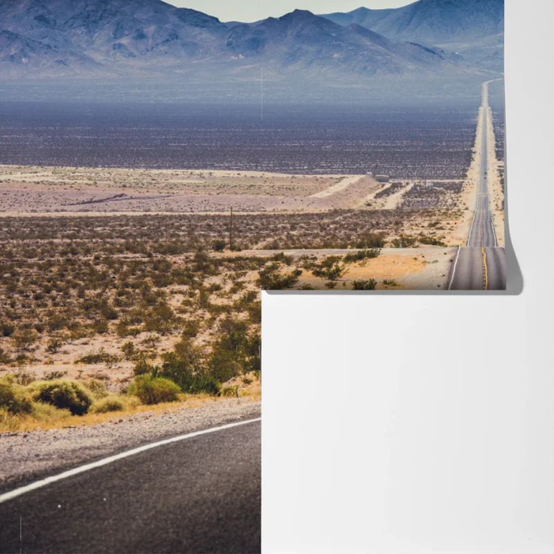 Fototapeta niekończąca się droga przez pustynię do gór Fototapeta niekończąca się droga przez pustynię do gór