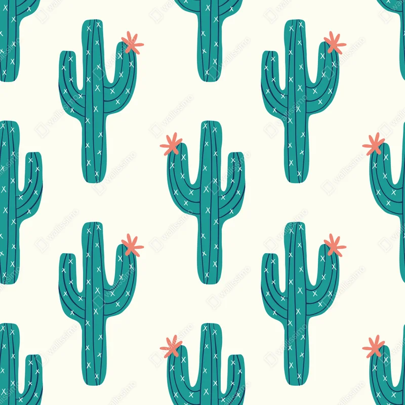 Fototapete verspieltes türkis kaktusmuster Fototapete verspieltes türkis kaktusmuster