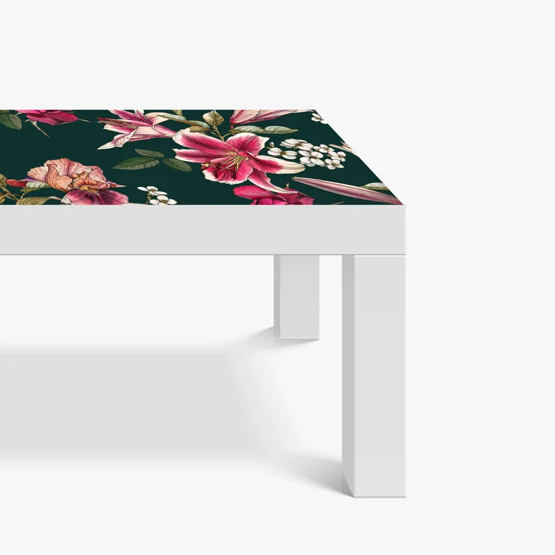 Tischaufkleber und Schreibtischaufkleber vintage botanisches floralmuster auf tiefgrün