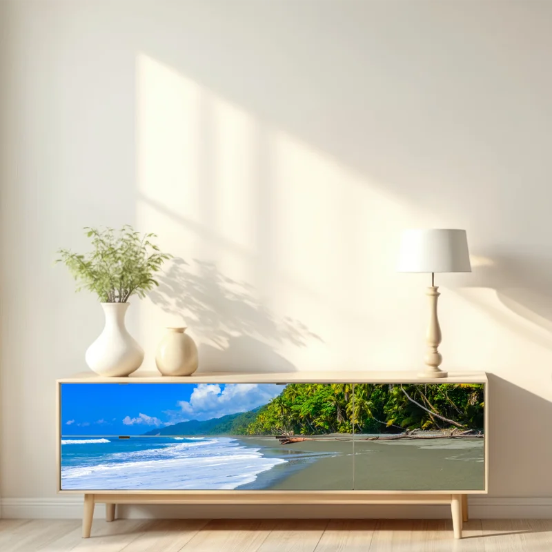 Repositionierbarer Aufkleber wilder strand bei Corcovado, Costa Rica