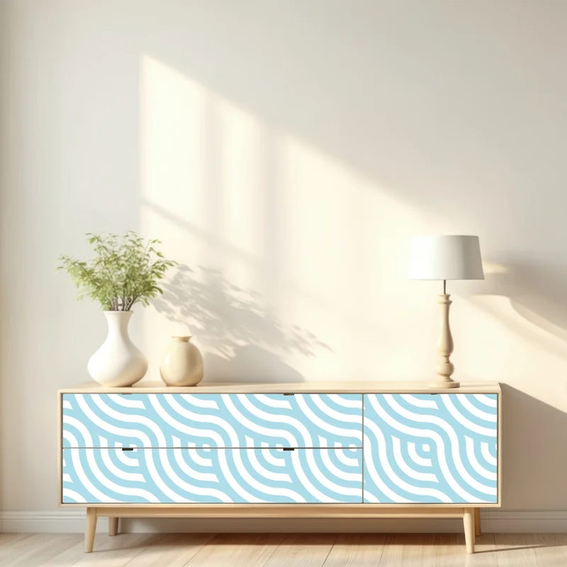 Repositionierbarer Aufkleber sanftes türkis geometrisches wellenmuster