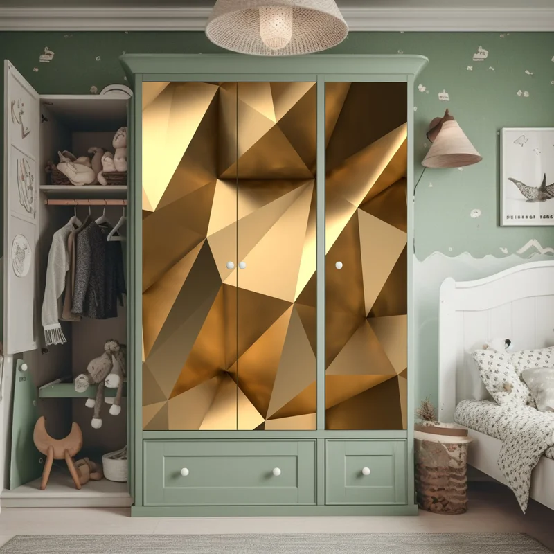 Schrankaufkleber goldene geometrische facetten