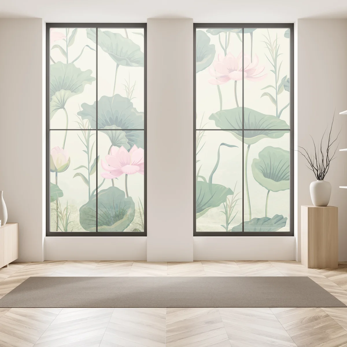 Fensteraufkleber sanfter lotusgarten botanisches muster Fensteraufkleber sanfter lotusgarten botanisches muster