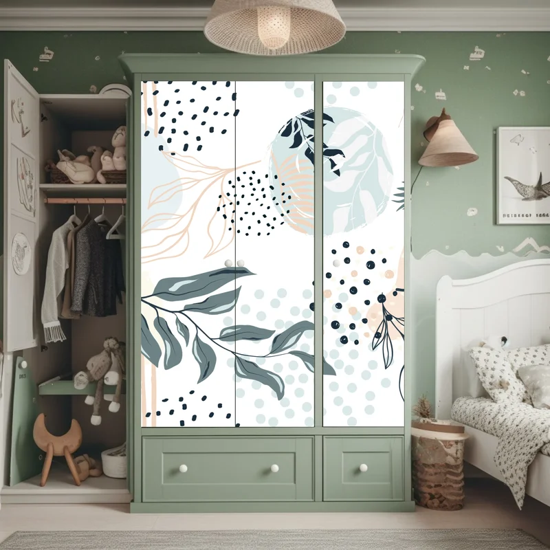 Schrankaufkleber pastellfarbenes botanisches abstraktes muster Schrankaufkleber pastellfarbenes botanisches abstraktes muster