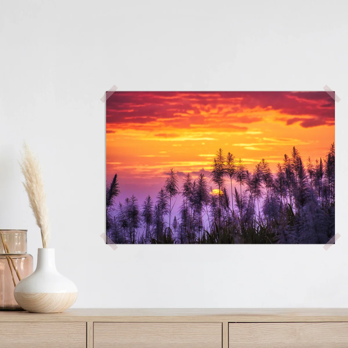 Poster goldener sonnenuntergang über wildgräsern Poster goldener sonnenuntergang über wildgräsern