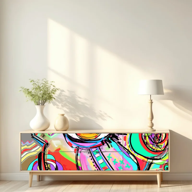 Repositionierbarer Aufkleber lebhaftes abstraktes auge im pop-art stil Repositionierbarer Aufkleber lebhaftes abstraktes auge im pop-art stil