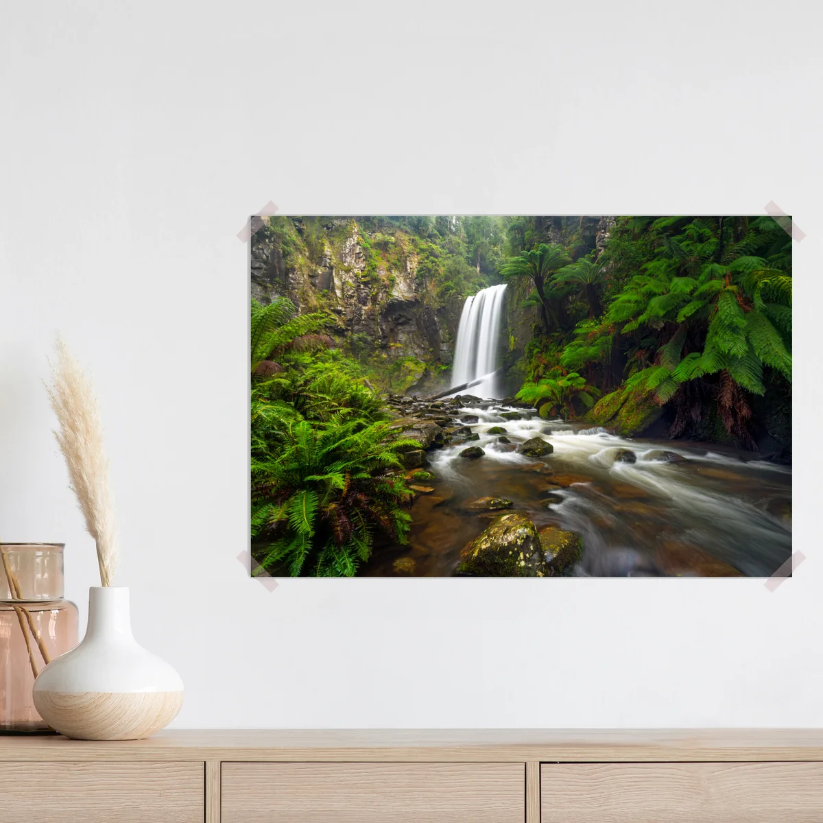 Poster üppiger wasserfall im farnwald • Poster bei Wallnifity® Poster üppiger wasserfall im farnwald • Poster bei Wallnifity®