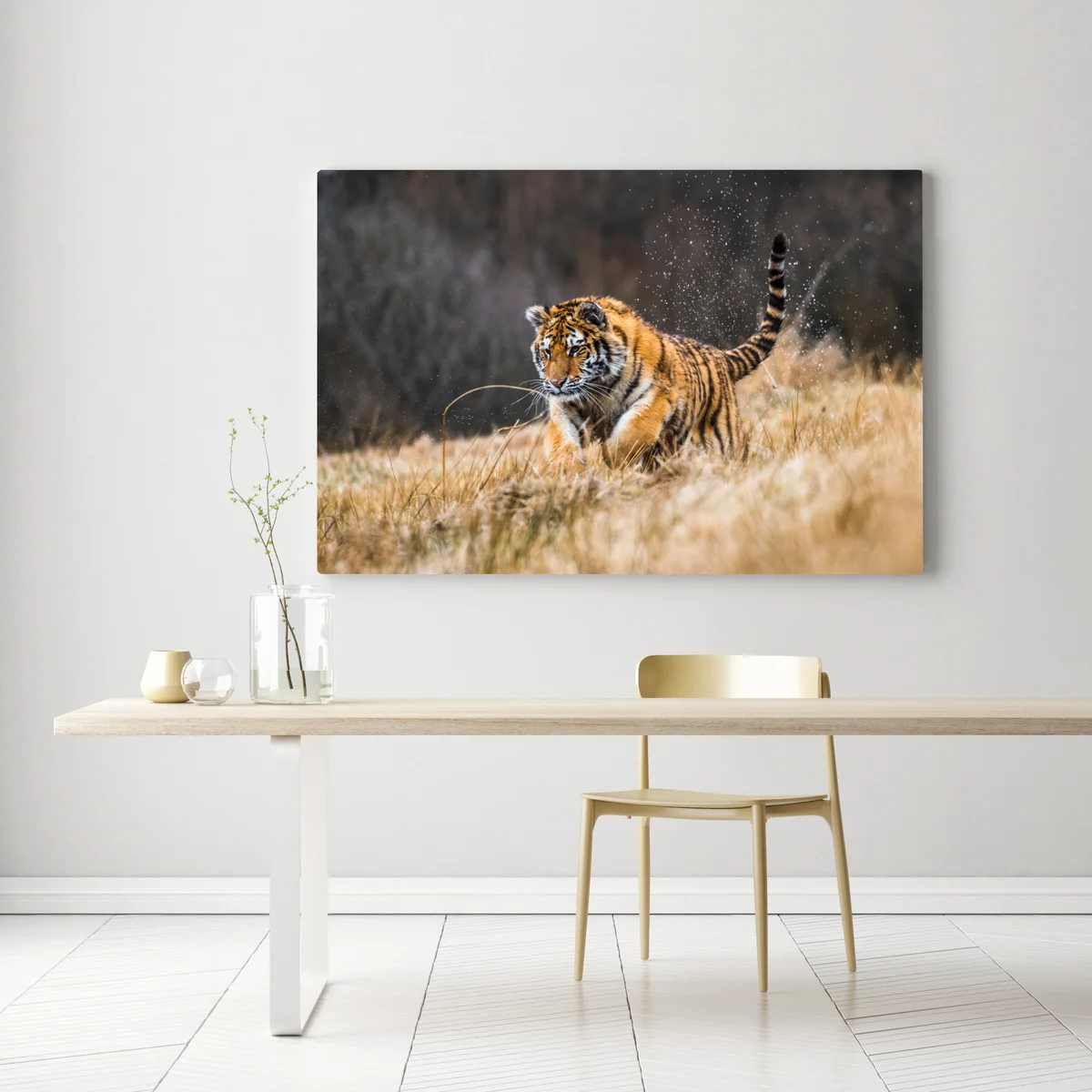 Leinwandbild sibirischer tiger in bewegung Leinwandbild sibirischer tiger in bewegung