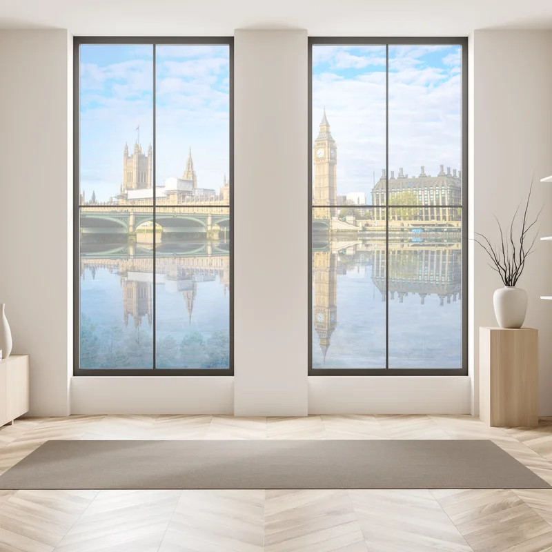 Fensteraufkleber London skyline mit spiegelung auf dem fluss