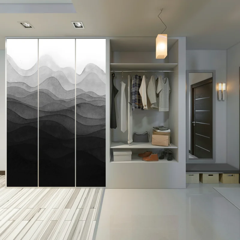 Schrankaufkleber monochrome geschichtete berge