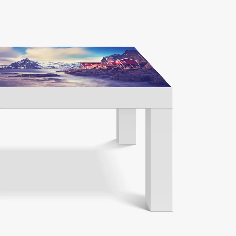 Tischaufkleber und Schreibtischaufkleber küstengebirge mit roten hütten