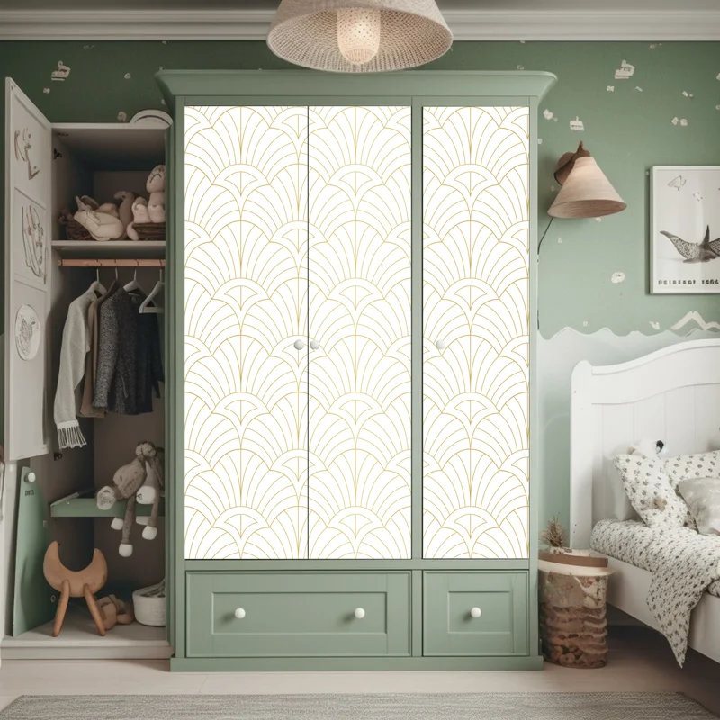 Schrankaufkleber goldenes art deco muster Schrankaufkleber goldenes art deco muster