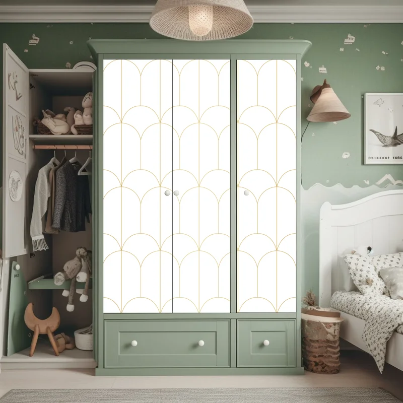 Schrankaufkleber goldenes art deco bogenmuster