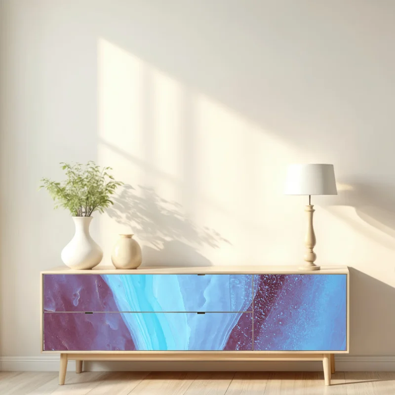 Repositionierbarer Aufkleber ätherisches türkis-rosa marmormuster