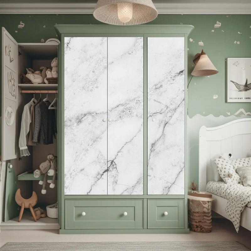 Schrankaufkleber weiße marmortextur mit grauen adern