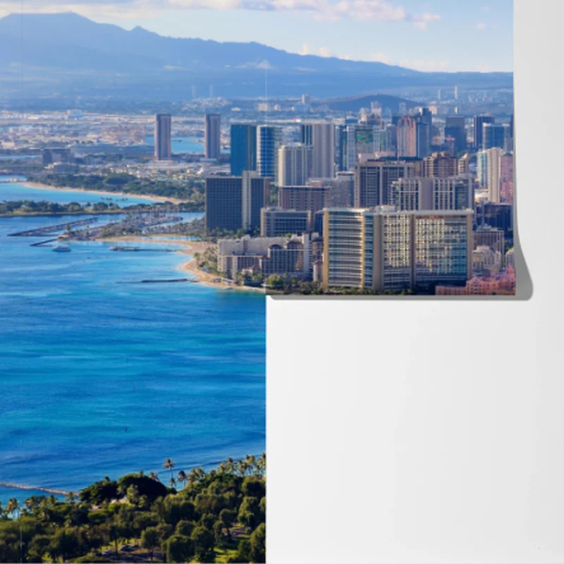 Fototapete panoramablick auf eine tropische küstenstadt Fototapete panoramablick auf eine tropische küstenstadt