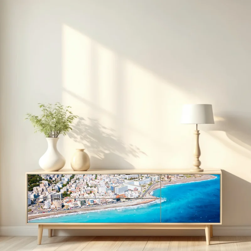 Repositionierbarer Aufkleber luftpanorama der küste von Rhodos