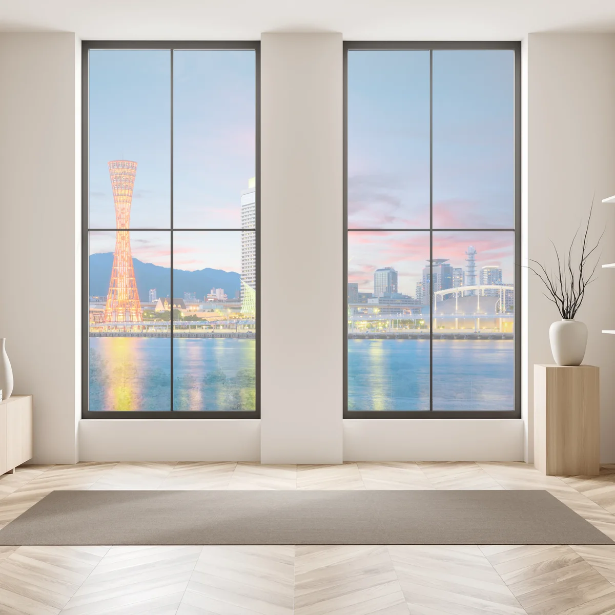 Fensteraufkleber Kobe skyline bei dämmerung Fensteraufkleber Kobe skyline bei dämmerung