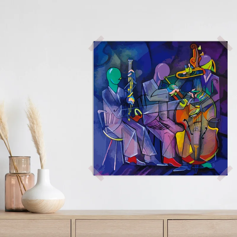 Poster farbenfrohes abstraktes jazztrio • Poster bei Wallnifity® Poster farbenfrohes abstraktes jazztrio • Poster bei Wallnifity®