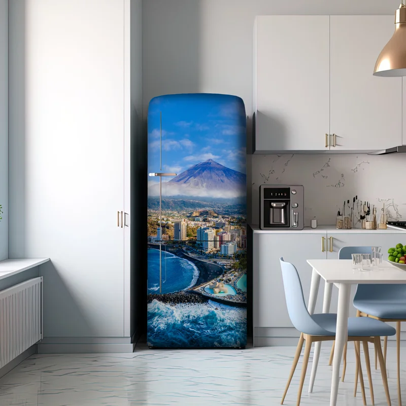 Kühlschrankaufkleber luftpanorama der küste von Teneriffa mit dem Mount Teide