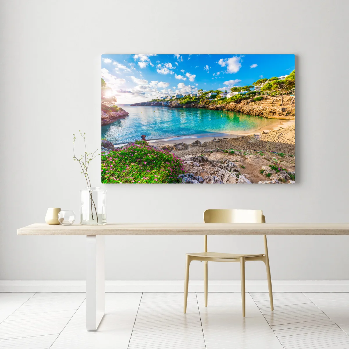 Leinwandbild sonnige Cala Esmeralda türkisbucht Leinwandbild sonnige Cala Esmeralda türkisbucht