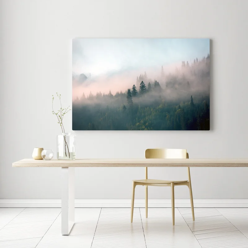 Leinwandbild nebliger morgenwald Leinwandbild nebliger morgenwald