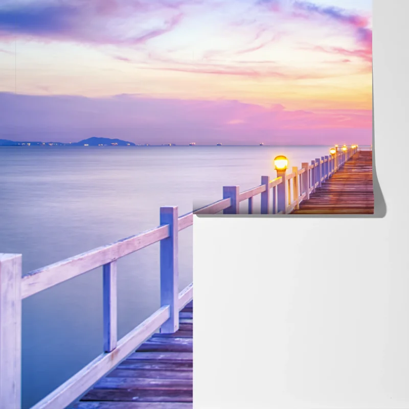 Fototapete sonnenuntergang am steg zum ruhigen horizont Fototapete sonnenuntergang am steg zum ruhigen horizont