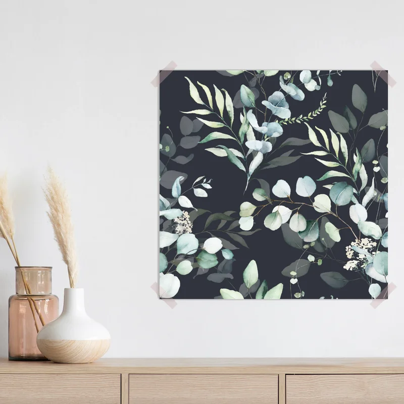 Poster eukalyptus aquarell botanisches muster auf dunklem hintergrund Poster eukalyptus aquarell botanisches muster auf dunklem hintergrund