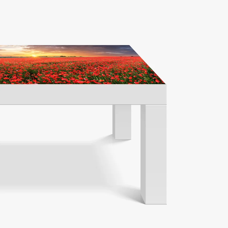 Tischaufkleber und Schreibtischaufkleber mohnfeld im sonnenuntergang
