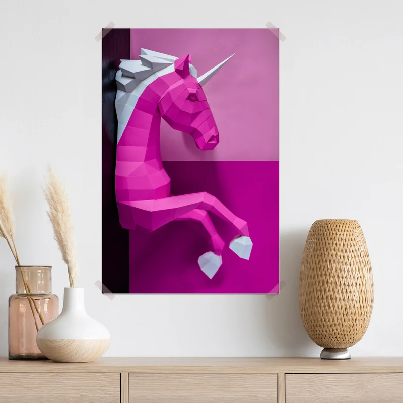 Poster rosa geometrisches einhorn wanddekoration Poster rosa geometrisches einhorn wanddekoration