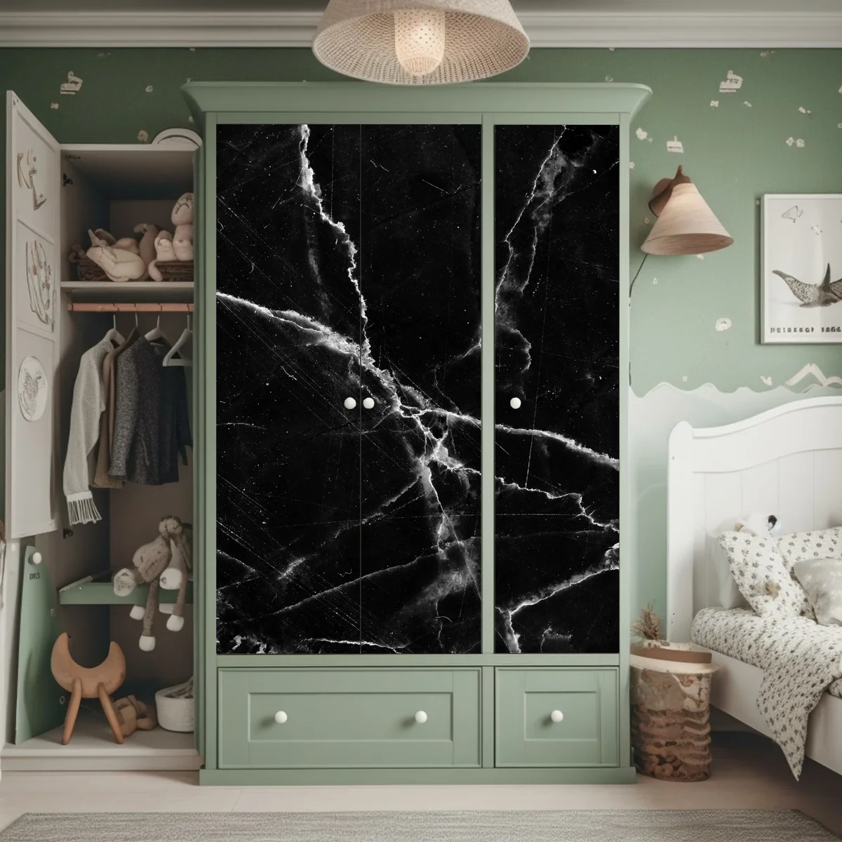 Schrankaufkleber schwarzer marmor mit weißen adern Schrankaufkleber schwarzer marmor mit weißen adern