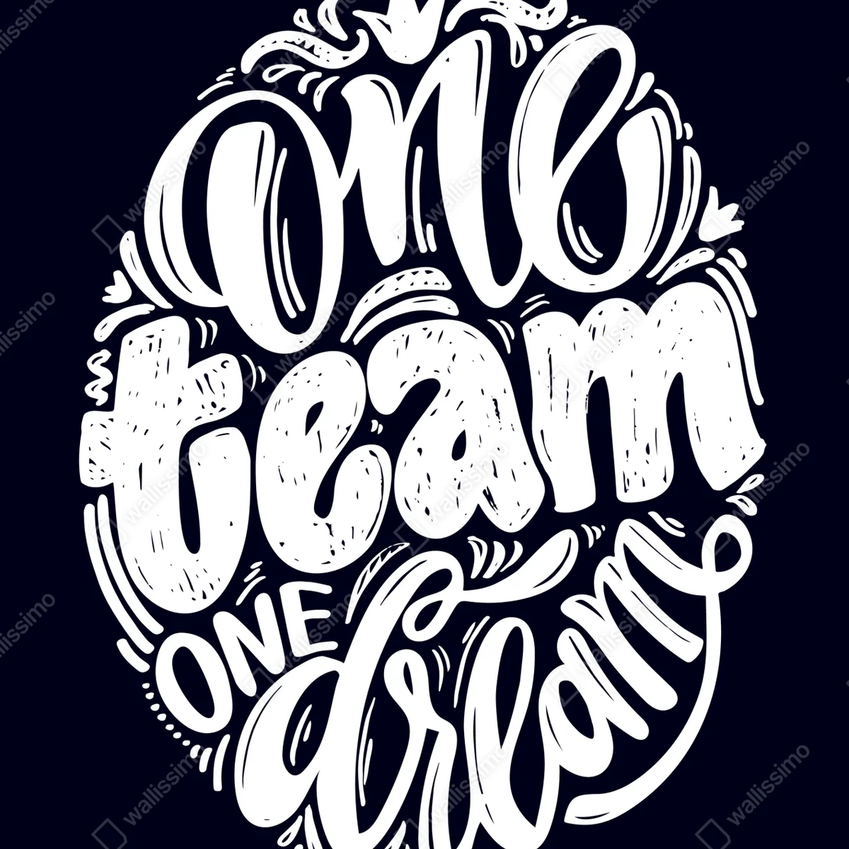 Poster one team one dream handlettering grafik • Poster bei Wallnifity® Poster one team one dream handlettering grafik • Poster bei Wallnifity®