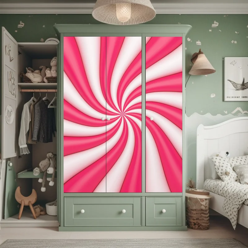 Schrankaufkleber rosa bonbonspirale