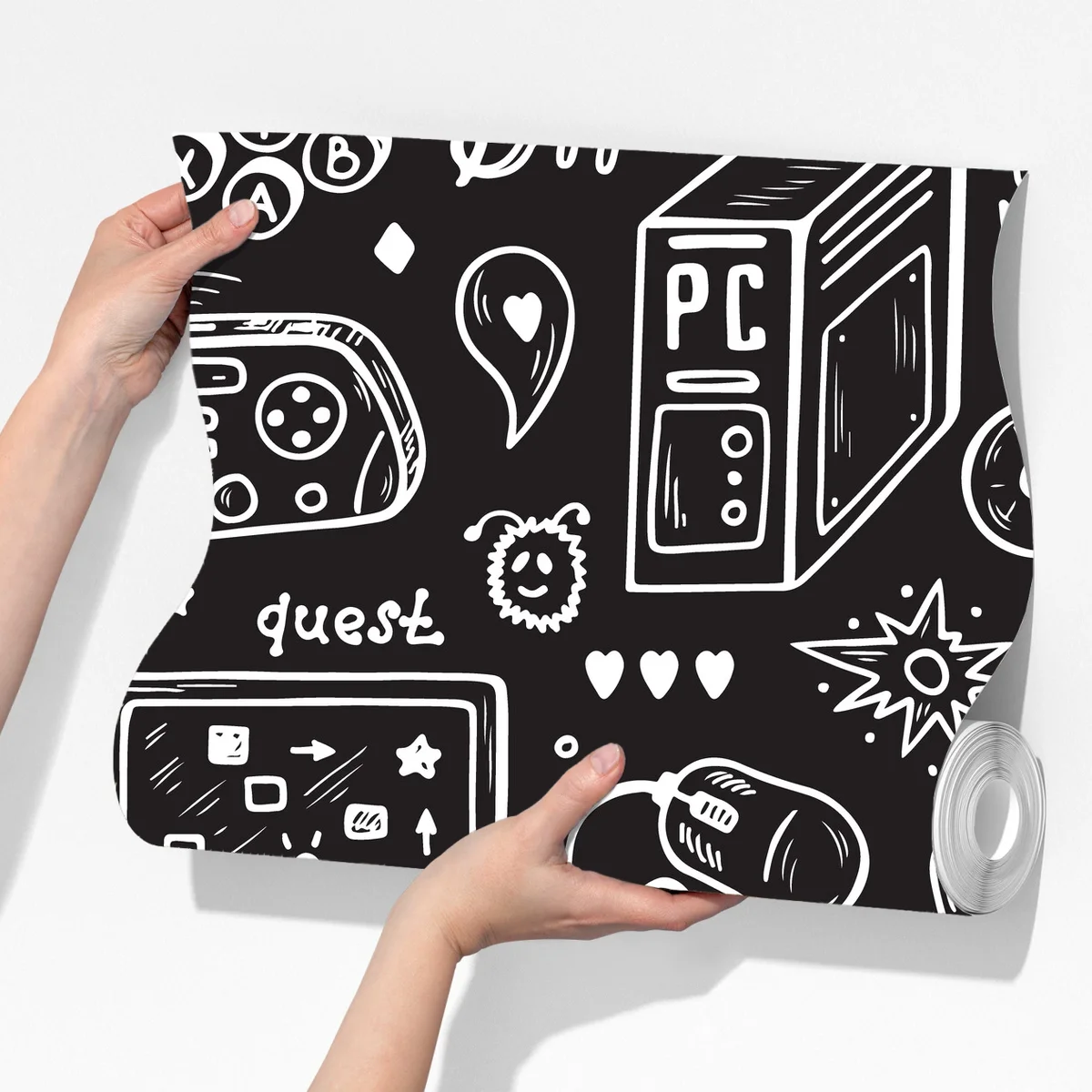 Fototapete handgezeichnetes gaming-muster Fototapete handgezeichnetes gaming-muster