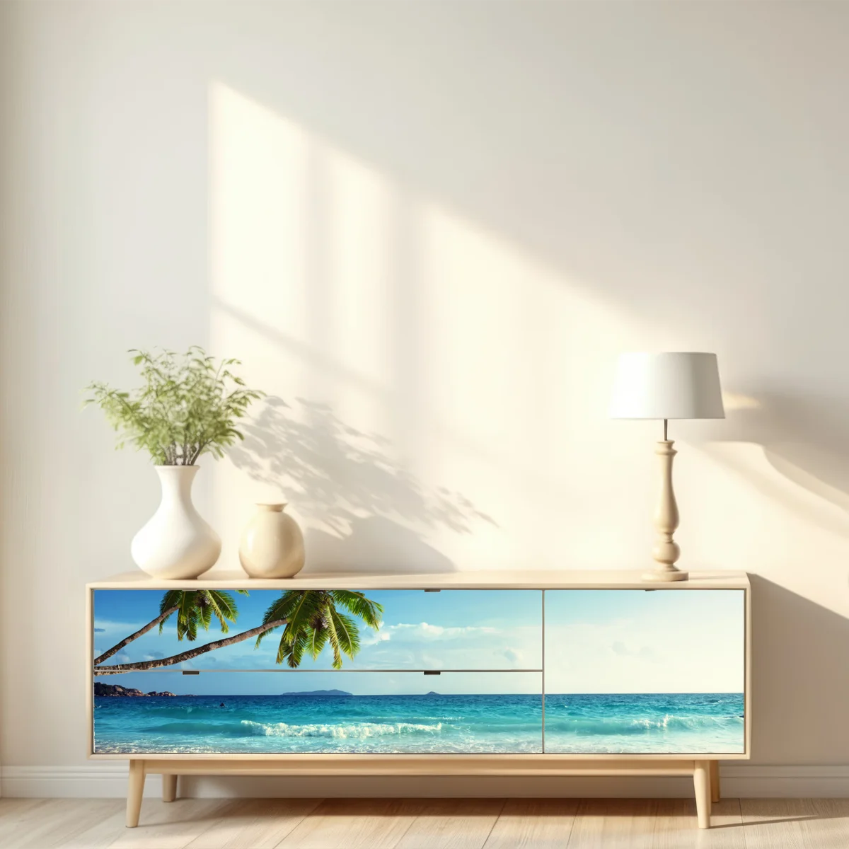 Repositionierbarer Aufkleber tropischer Karibikstrand bei sonnenuntergang Repositionierbarer Aufkleber tropischer Karibikstrand bei sonnenuntergang