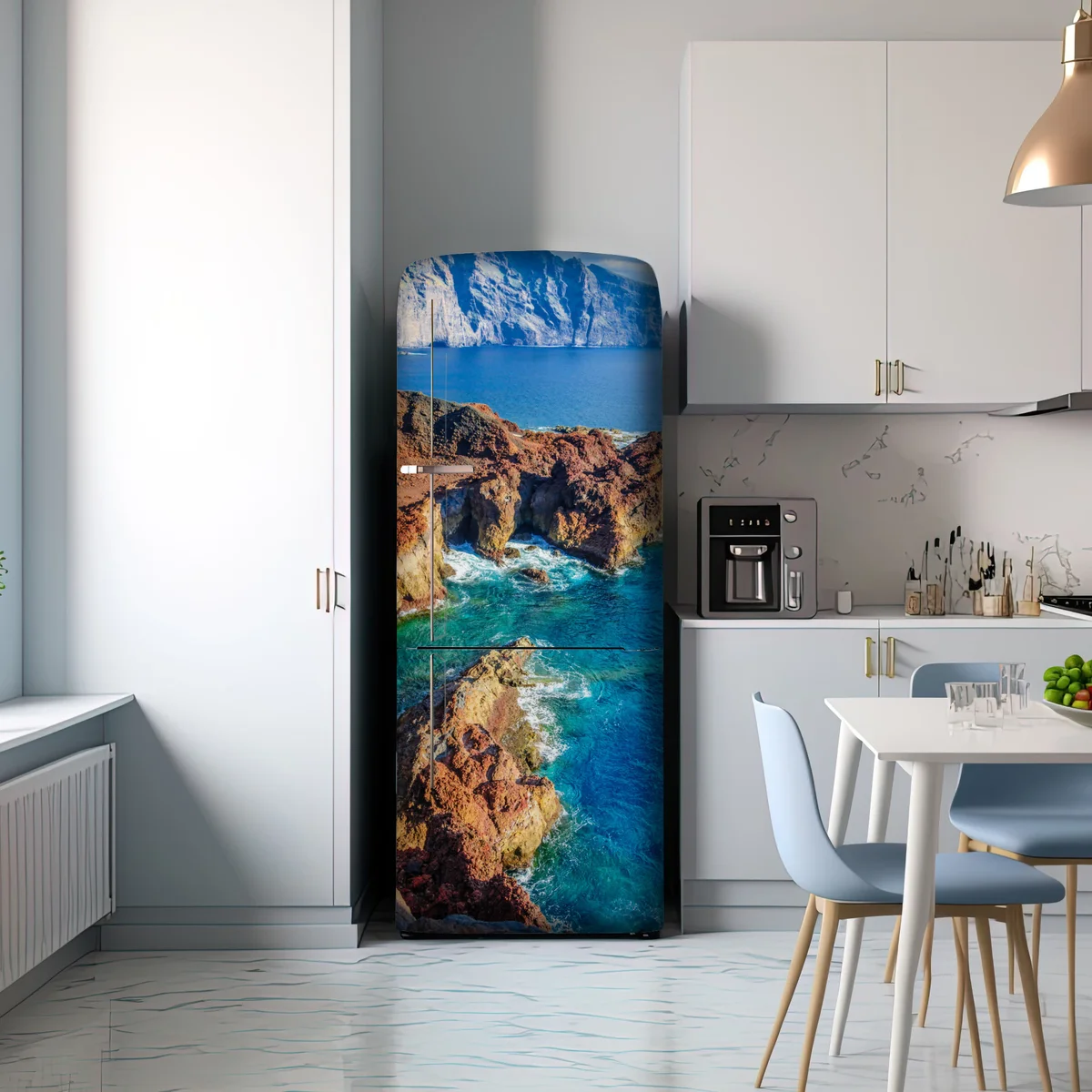 Kühlschrankaufkleber dramatische klippen und türkisfarbenes meer bei Punto Teno, Teneriffa Kühlschrankaufkleber dramatische klippen und türkisfarbenes meer bei Punto Teno, Teneriffa