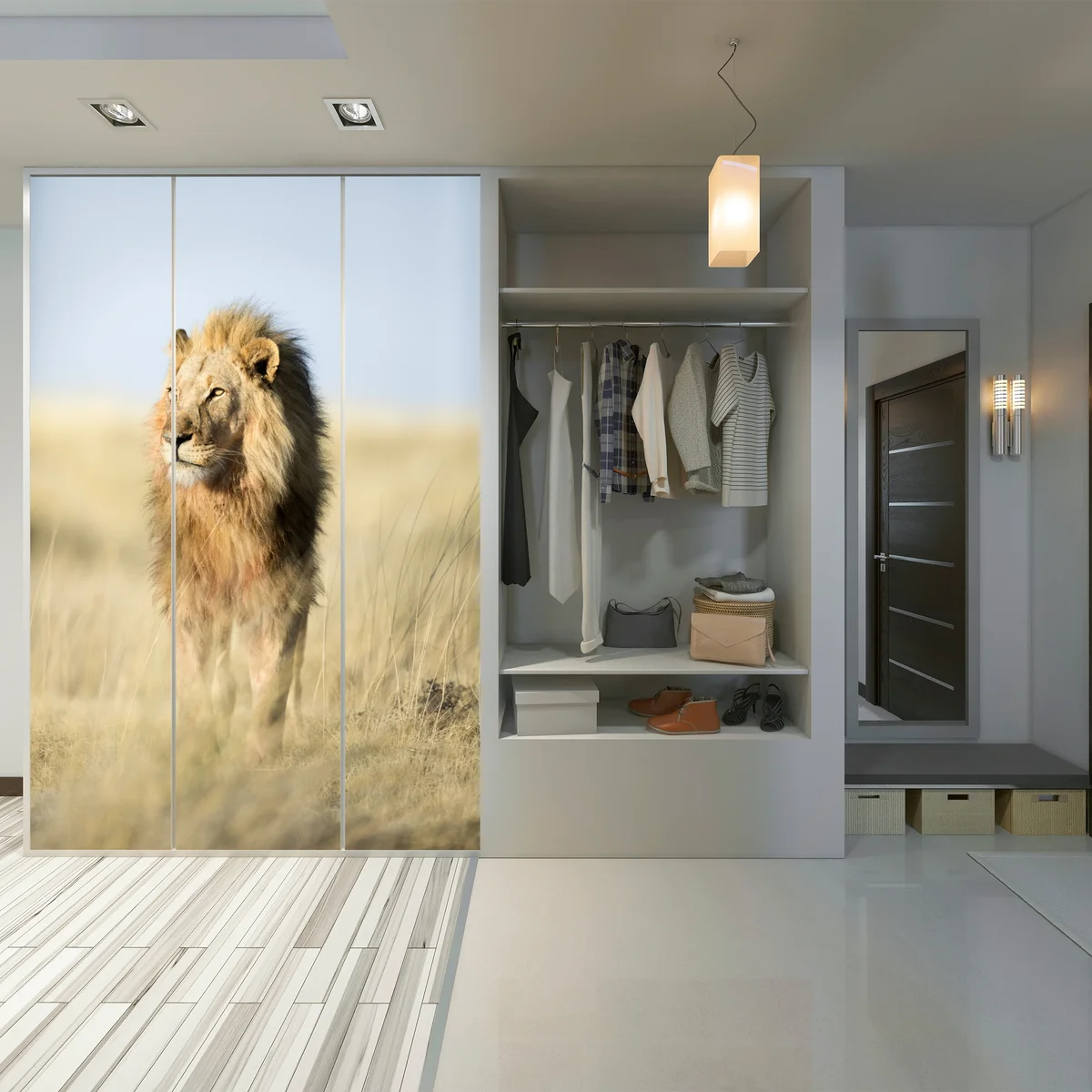 Schrankaufkleber majestätischer löwe in der steppe Schrankaufkleber majestätischer löwe in der steppe