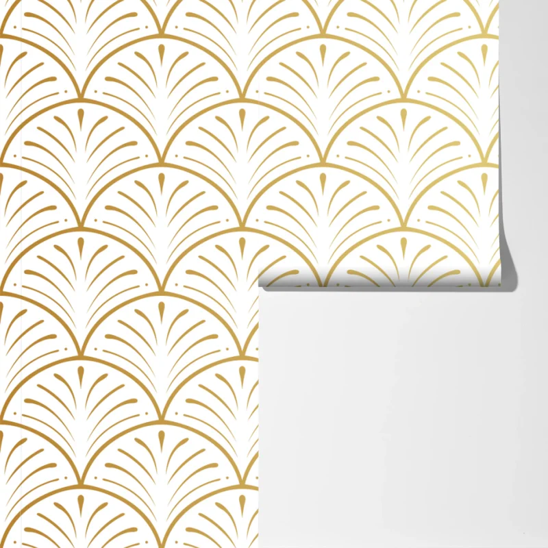 Fototapeta złoty wzór art deco w stylu wachlarza Fototapeta złoty wzór art deco w stylu wachlarza