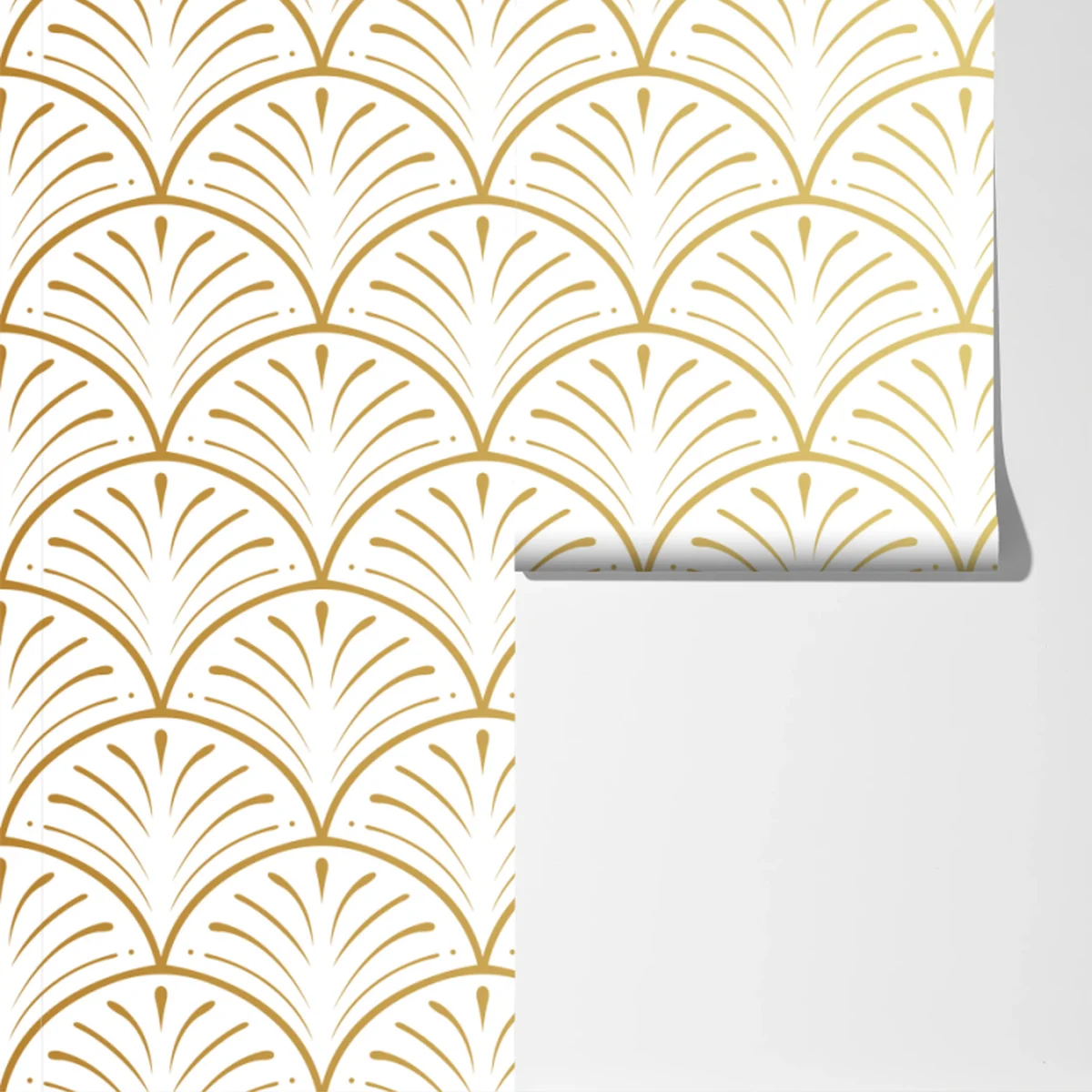 Fototapeta złoty wzór art deco w stylu wachlarza Fototapeta złoty wzór art deco w stylu wachlarza