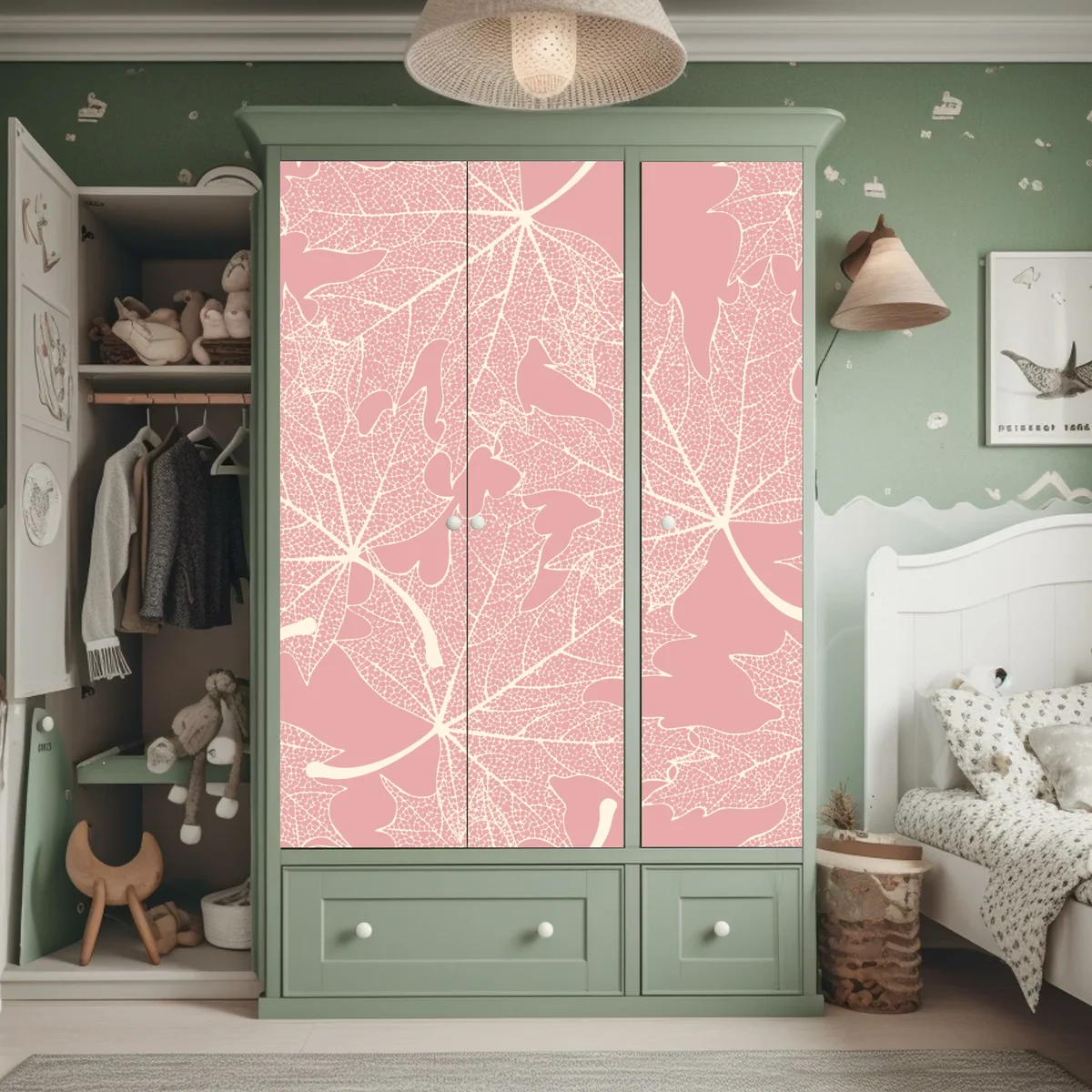 Schrankaufkleber zartes rosa blattmuster Schrankaufkleber zartes rosa blattmuster